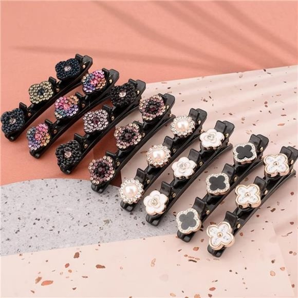 8PCS Braided Hair Clips Sparkling Crystal with Rhinestones for Women and Girls - Picture 5 of 6